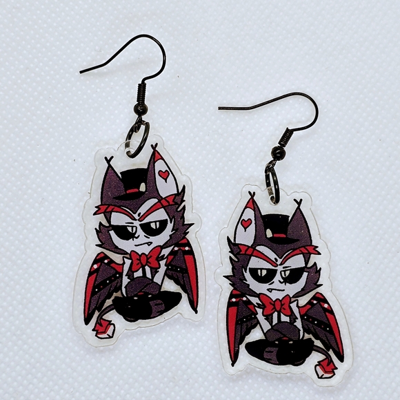 HUSK - Hazbin Hotel Inspired Dangle Earrings! Handmade! Hypo-Allergenic - Picture 2 of 3